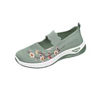 Chaussure Orthopédique Femme Slip on Chaussures Respirantes en Maille Respirantes Mode de Ville Marche Baskets Confortable à Enfiler Facilement Sportwear Femme Infirmiere (Green, 41)