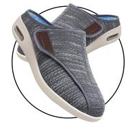 Chaussure Pied Large Femme Chaussures Femme Pieds Larges Chaussures Orthopédiques Pied Large Homme Diabétiques Femmes Réglable Antidérapant et Respirant Orthopédique Pantoufle(DarkGrey,37.5 EU)