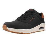 Skechers Men's Uno Suited on Air Sneaker, Black Durabuck Chestnut Suede Mesh Trim, 40 EU