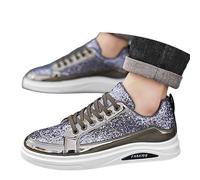 Chaussure Sport Homme Tendance avec Paillettes Brillantes Sneakers Antidérapant Basket Running Homme avec Lacets Bottes Courtes Décontractées Chaussures Légère et Confort pour Outdoor