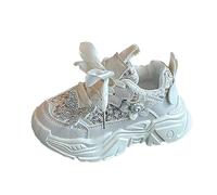 Chaussure,Spring and Autumn Girls Sports Shoes Children's Breathable Mesh Shoes Fille Baskets Bout Cycliste(White,25.5 Toddler)