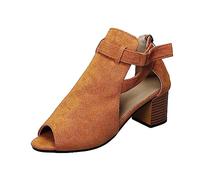 Chaussure Talon Femme Confort Sandale Confortable Printemps Et Été Nouvelles Sandales À Talons Hauts Excédentaires Pour Femmes Frontière Grande Taille Chaussure Femme Ete Sandales (Brown 43)