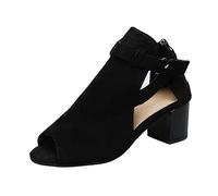 Chaussure Talon Femme Confort Sandale Confortable Printemps Et Été Nouvelles Sandales À Talons Hauts Excédentaires Pour Femmes Frontière Grande Taille Chaussure Femme Ete Sandales (Black 39)