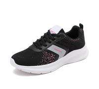 Chaussures 11 Ans Femme Confortable de Course avec Lacets de Couleur Unie en Maille à la Mode pour Femmes Chaussures de Sport Élégantes Blanc, Noir , 40 EU
