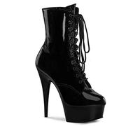 Chaussures 15CM Super High Heel, Chaussures Courtes à Talon Mince, Grande Taille Night Pole Dance Boots,Noir,39 EU