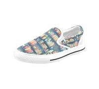 Chaussures À Enfiler Bibliothèques Pour Enfants Sans Lacets Pour Hommes Et Femmes, Tendance Mode En Toile, Baskets Décontractées Faites À La Main