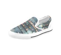 Chaussures À Enfiler Bibliothèques Pour Enfants Sans Lacets Pour Hommes Et Femmes, Tendance Mode En Toile, Baskets Décontractées Faites À La Main