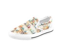 Chaussures À Enfiler Bibliothèques Pour Enfants Sans Lacets Pour Hommes Et Femmes, Tendance Mode En Toile, Baskets Décontractées Faites À La Main