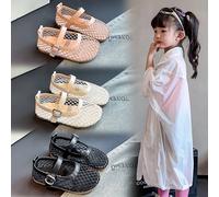 Chaussures à enfiler en maille perforée pour enfants, nouvelles chaussures en cuir beige respirantes pour garçons et filles, sandales souples antidérapantes roses pour enfants et bébés Beige