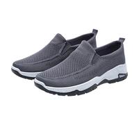 Chaussures à enfiler en maille pour homme - Respirantes et décontractées - Coupe large - Semelle douce et épaisse - Antidérapantes - Confortables - Chaussures d'entraînement légères - Chaussures de