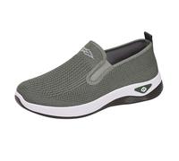 Chaussures à enfiler en maille respirante légère et décontractée pour femme - Chaussures de sport pour femme - Coupe large - Mocassins antidérapants avec soutien de la voûte plantaire, Vert, 40.5 EU