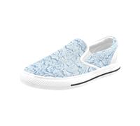 Chaussures À Enfiler Lacets De Mariée Bleu Bébé Sans Lacets Pour Hommes Et Femmes, Tendance Mode En Toile, Baskets Décontractées Faites À La Main