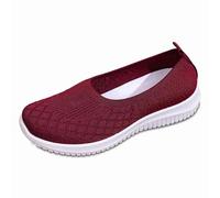 Chaussures à Enfiler pour Femme Botte Hiver Noir Chaussures décontractées pour Femmes Un Usage Quotidien Tissu Respirant Conception à Bout fermé et Talon polyvalentes Le Printemps et Talon(Red, 37)