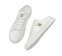 Chaussures à enfiler pour femme - Ouvertes à l'arrière - Chaussures décontractées - Chaussures d'été orthopédiques - Semelle souple - Chaussures plates en toile - Chaussures basses aérées