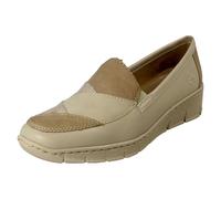 Chaussures À Enfiler Rieker 53785 Femmes Style Mocassins, Cuir Noir Beige