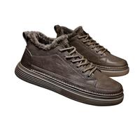Chaussures à lacets décontractées pour homme avec doublure en fourrure - Chaussures habillées légères et confortables - Chaussures plates d'hiver chaudes à enfiler - Chaussures de marche en plein air