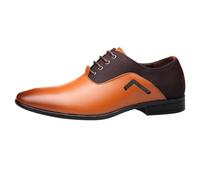 Chaussures à lacets décontractées pour homme - Deux tons - En similicuir - Pour la marche quotidienne - Chaussures de bureau classiques à bout pointu, jaune, 40 2/3 EU