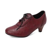 Chaussures à lacets rétro pour femme - Pour le printemps et l'été - Style décontracté en Europe et aux États-Unis, rouge brique, 36.5 EU