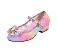 Chaussures à paillettes pour enfants et filles - Chaussures de princesse avec nœud et strass - Chaussures d'été élégantes - Chaussures de danse Mary Jane - Chaussures basses pour mariage et fête, Rose
