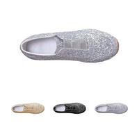 Chaussures à paillettes pour femme - Antidérapantes et confortables - Chaussures de sport décontractées à lacets - Respirantes - Pour fête de mariage, danse, bout rond - Baskets de sport pour