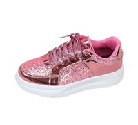 Chaussures à paillettes pour femme - Fête Night Club pour mariage de rue Mode Brillant Décontracté Lacets confortables Bling Paillettes Chaussures de concert rembourrées Marche Mode Baskets