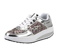 Chaussures à paillettes pour femmes - Mode Brillant Casual Party Night Club Mode Baskets Paillettes scintillantes Bling Paillettes Chaussures de concert Rembourrées Marche pour Mariage de rue Lacets