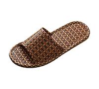 Chaussures à pieds larges pour femme - Chaussons de printemps et d'été - Herbe en rotin - Tissé - Pour l'intérieur - Couples - Semelle souple - Chaussons en lin - Chaussures de vélo de course pour