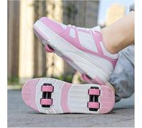 Chaussures à roulettes Chaussures De Sport De Plein Air Chaussures De Patins à roulettes Chaussures De Planche à roulettes pour Enfants Garçons Filles Chaussures Polyvalentes 2-en-, Pink, 35 EU