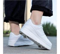 Chaussures à roulettes Chaussures De Sport De Plein Air Chaussures De Patins à roulettes Chaussures De Planche à roulettes pour Enfants Garçons Filles Chaussures Polyvalentes 2-en-, White, 31 EU