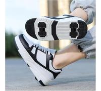Chaussures à roulettes Chaussures De Sport De Plein Air Chaussures De Patins à roulettes Chaussures De Planche à roulettes pour Enfants Garçons Filles Chaussures Polyvalentes 2-en-, Black, 33 EU