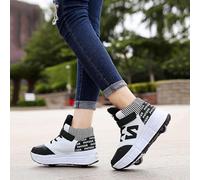 Chaussures à roulettes Filles Garçons Chaussures à roulettes Enfants Patins à roulettes Chaussures Sneaker, Black, EU34/22cm