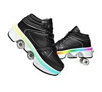 Chaussures à roulettes LED lumineuses à 4 roues - Patins à roulettes ajustables à roues cachées pour chaussures de course, pour jouer, pour hommes, femmes et enfants