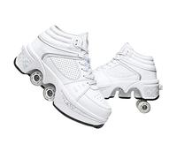 Chaussures à roulettes LED Patins lumineux à 4 roues Patins ajustables Roue cachée pour chaussures de course pour jouer pour hommes, femmes et enfants