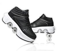 Chaussures à roulettes LED Patins lumineux à 4 roulettes Patins ajustables Roue cachée pour chaussures de course à jouer pour hommes, femmes et enfants