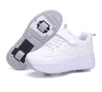 Chaussures À Roulettes Pour Garçons Filles, Chaussures De Skateboard Chaussures De Sport Baskets Pour Enfants, Avec Roue Arrière Rétractable, Patins À Roulettes 2 Roue, Chaussures De Sport De Skateboa