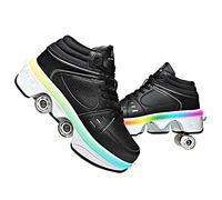 Chaussures à roulettes Unisexes Chaussures de Skate et Baskets 2 en 1 Qui se Transforment en Patins à roulettes Cadeau pour Enfants Garçons Filles Hommes et Femmes