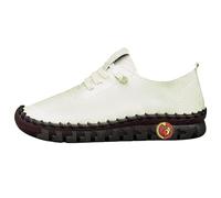 Chaussures à Semelle Large et Épaisse pour Femmes et Filles - Modèles Décontractés à Lacets, Plates et Peu Profondes, Semelles Souples - Idéales pour Le Quotidien et Le Basketball (Beige, 40)