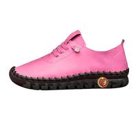 Chaussures à Semelle Large et Épaisse pour Femmes et Filles - Modèles Décontractés à Lacets, Plates et Peu Profondes, Semelles Souples - Idéales pour Le Quotidien et Le Basketball (Hot Pink, 35)