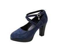 Chaussures à talon bloc pour femme - Escarpins Mary Jane à plateforme avec sangle croisée - Rétro - Automne - Chaussures compensées Oxford - Chaussures de randonnée - Chaussures basses imperméables