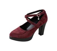 Chaussures à talon bloc pour femme - Escarpins Mary Jane à plateforme avec sangle croisée - Rétro - Automne - Chaussures compensées Oxford - Chaussures de randonnée - Chaussures basses imperméables