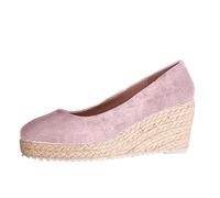 Chaussures à talon compensé fermé pour femme - Espadrilles à plateforme - Avec bout pointu - Respirantes - Confortables - Chaussures d'été élégantes - Chaussures de bureau pour le travail et les fêtes