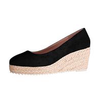 Chaussures à talon compensé fermé pour femme - Espadrilles à plateforme - Avec bout pointu - Respirantes - Confortables - Chaussures d'été élégantes - Chaussures de bureau pour le travail et les fêtes
