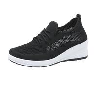 Chaussures à talon compensé pour femme - Chaussures d'été à plateforme - Noir - Chaussures de sport légères et larges - Respirantes - Chaussures d'infirmière confortables - Chaussures d'été, Noir , 39