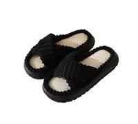 Chaussures à talon pour femme en coton et lin pour quatre saisons Chaussures avec talon pour femme, Noir , 40 EU