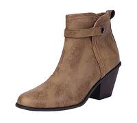 Chaussures à Talons 12 Hiver Nouvelles Bottes Western Fermeture éclair Latérale Bottines Solide à Bout Épais avec Bottines avec Boucle pour Ceinture à Talon, Bottes d'Hiver Hautes au Genou Sans Talon