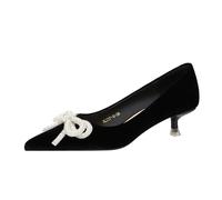 Chaussures À Talons Bas pour Femmes, Talons Chaton Confortables À Bout Pointu De 1,77 Pouce, Escarpins De Fête De Mariage À Nœud