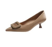 Chaussures à Talons Hauts à la Mode pour Femmes, de Couleur Beige, Pointues, décontractées, pour Le Travail, Classiques, carrées, à Boucle, à Talons Hauts, Sexy et Minces, en Cuir