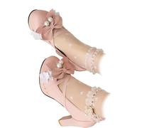 Chaussures à Talons Hauts Lolita avec Nœud en Dentelle pour Femmes, Mary Jane Simples à Talon Haut avec Boucle Ajustable à La Cheville, Escarpins de Danse Vintage Traditionnel Oktoberfest