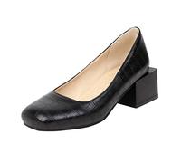 Chaussures à talons hauts pour femme - Motif pierre - Blocage des couleurs - Tête carrée, Noir , 39 EU