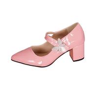Chaussures à talons hauts pour femme - Talon bloc bas - Élégantes - Chaussures de travail à bout pointu - Talon épais - Pour bureau, travail, mariée, mariage, fête, Rose, 39 EU